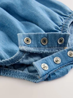 Denimblauw - Babyrompers met bloemenprint Set 2 -delig met maillot (0mnd -3jr)