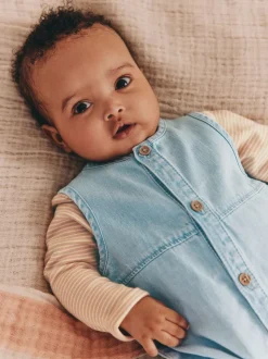 Denimblauw - Babyset van tuinbroek en rompertje (0mnd-2jr)