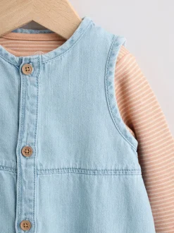 Denimblauw - Babyset van tuinbroek en rompertje (0mnd-2jr)