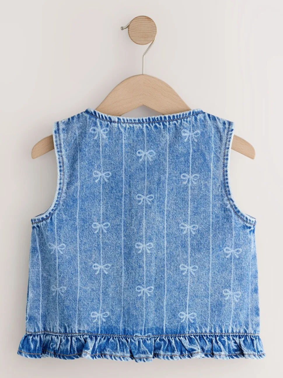 Denimblauw - Denim Bow Sleeveless Waistcoat (3-16yrs)