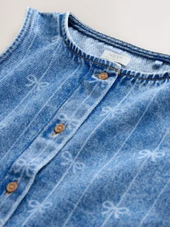 Denimblauw - Denim Bow Sleeveless Waistcoat (3-16yrs)