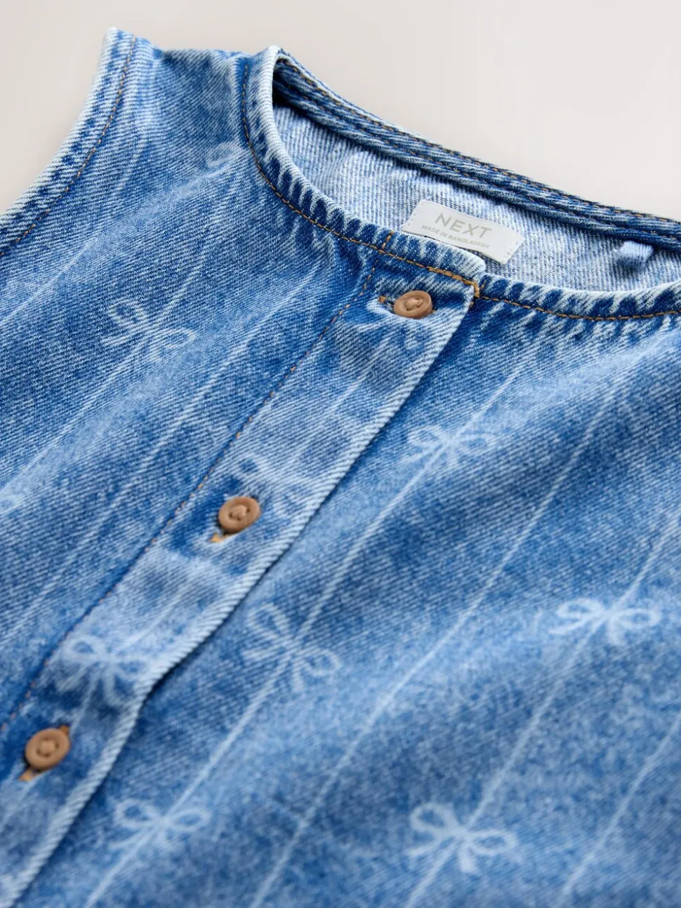 Denimblauw - Denim Bow Sleeveless Waistcoat (3-16yrs)