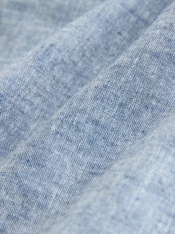 Denimblauw - Shirt met korte mouwen van linnenmix (3-16jr)