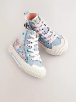 Denimblauw met regenboog - Hoge sneakers