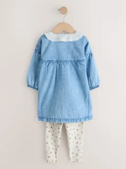 Denimkarakter - Set van overhemdjurk en legging (3mnd-8jr)
