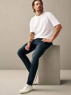 Diepblauw - Slim Fit - Authentieke stretch denim jeans