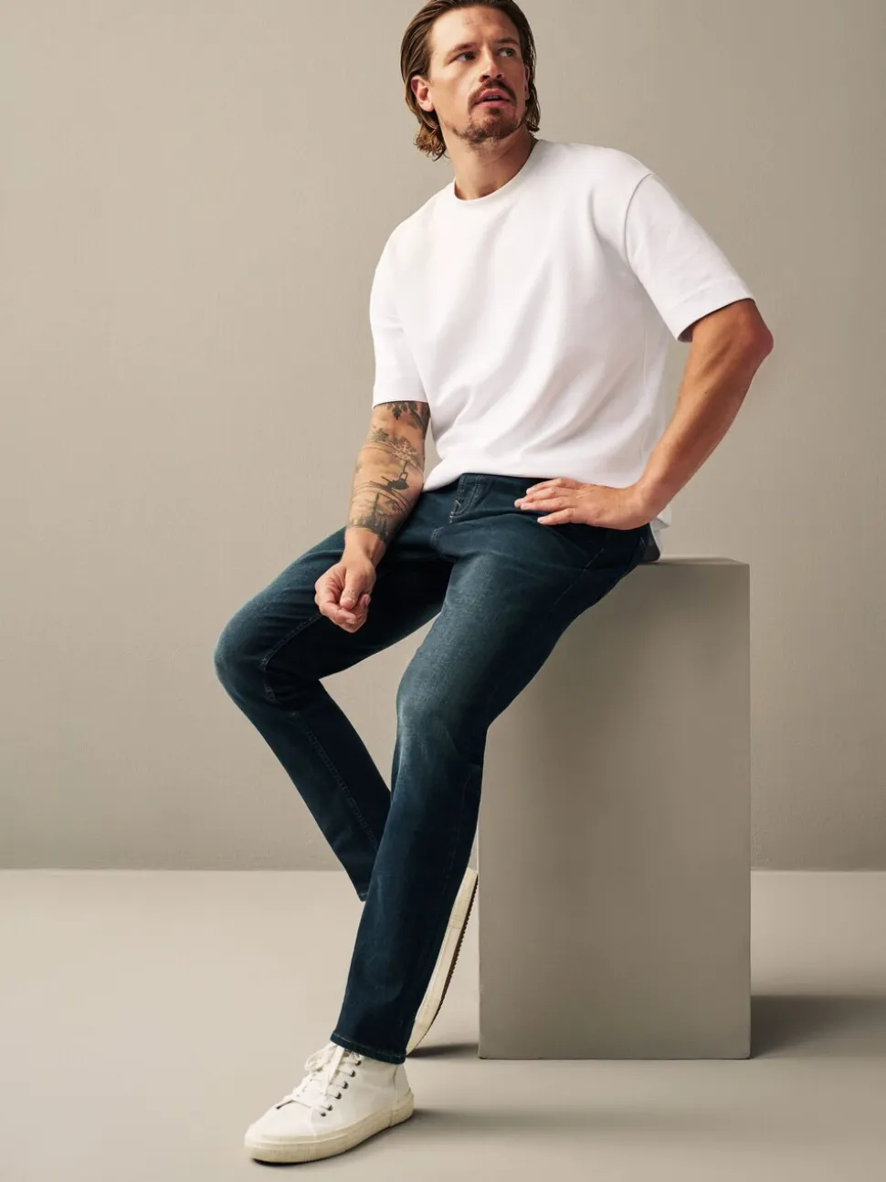 Diepblauw - Slim Fit - Authentieke stretch denim jeans