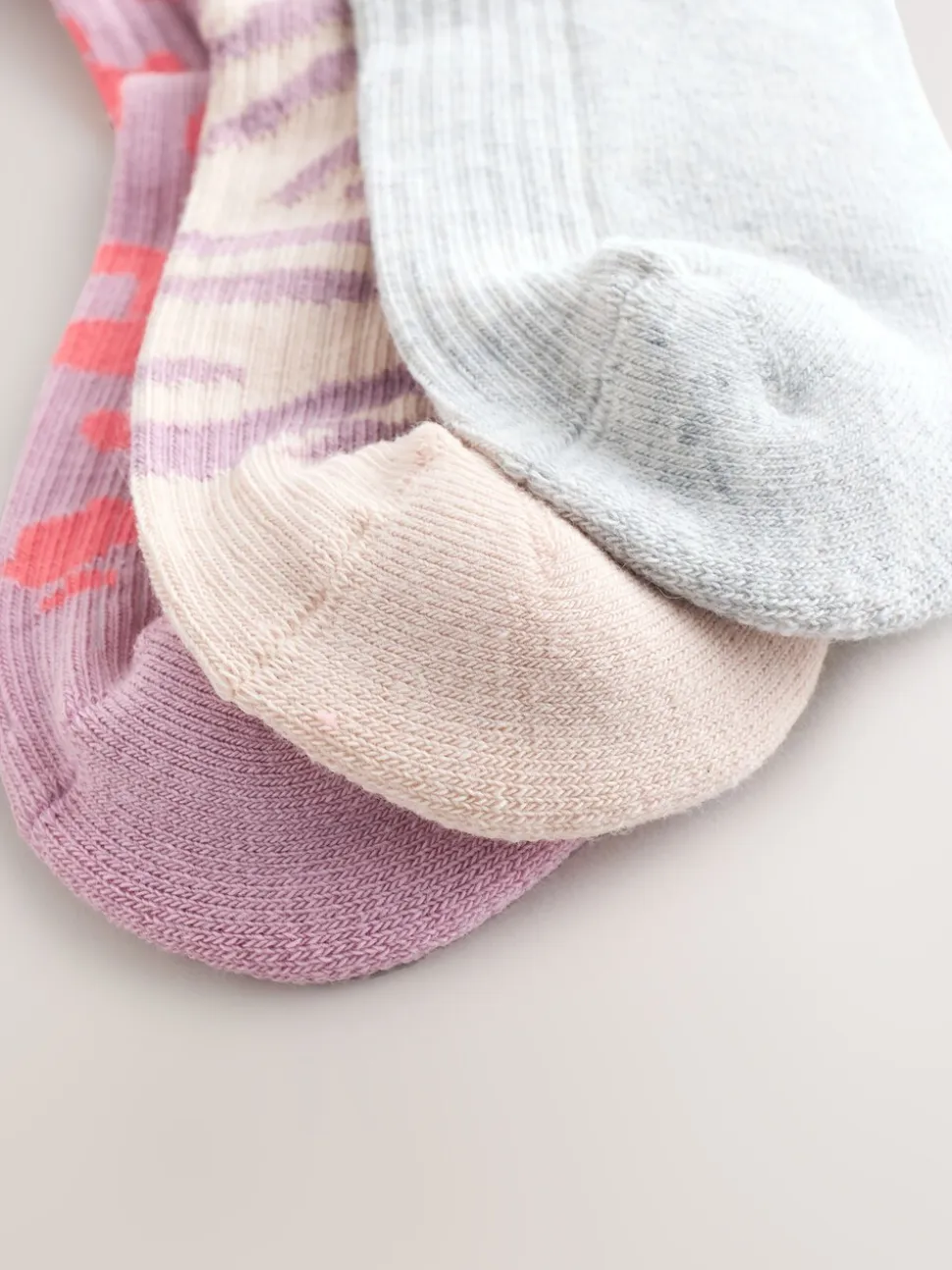 Dierenprint - Cotton Rich Cushioned Sole Ribbed Ankle Socks 3 Pack