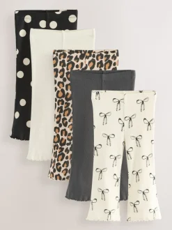 Dierenprint - Set van 5 flared leggings (3mnd-7jr)