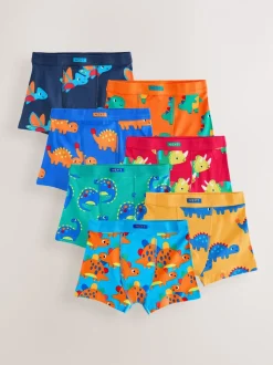 Diverse kleuren met dinosaurusprint - Set van 7 boxershorts met zachte tailleband (1,5-10 jr)