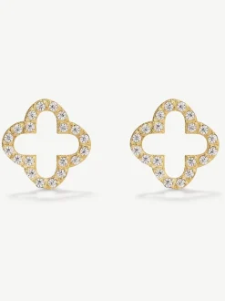 D.Louise Waterproof Pave Clover Studs Earrings