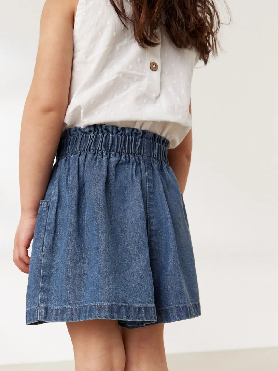 Donker gewassen denim - Short met knopen (3 mnd-7 jr)