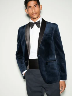 Donker marineblauw - Normale Pasvorm - Fluwelen blazer