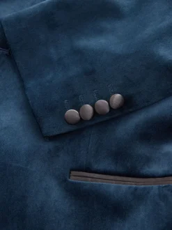 Donker marineblauw - Normale Pasvorm - Fluwelen blazer