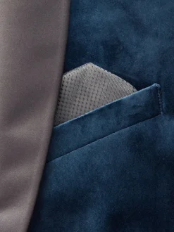 Donker marineblauw - Normale Pasvorm - Fluwelen blazer