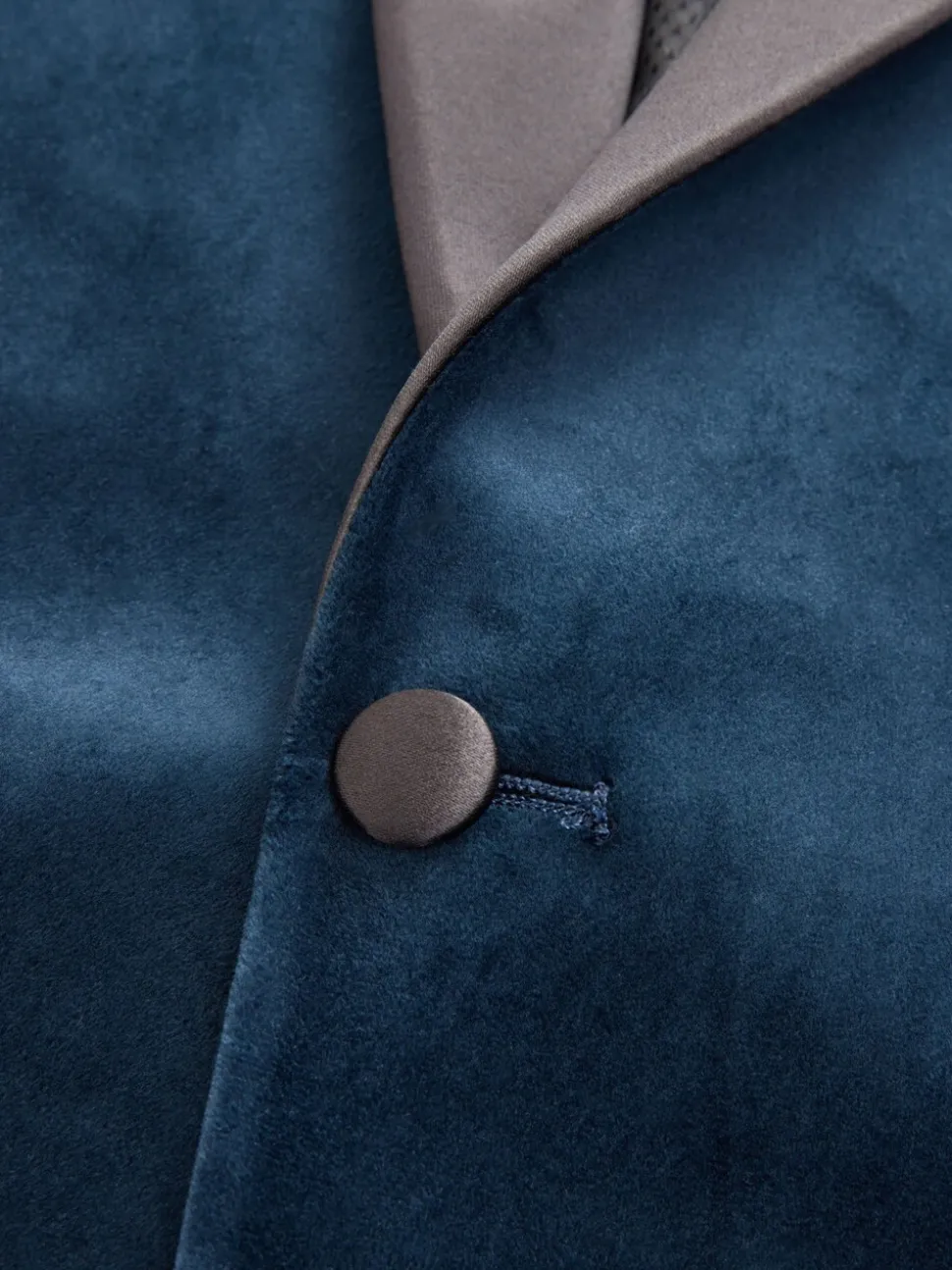 Donker marineblauw - Normale Pasvorm - Fluwelen blazer