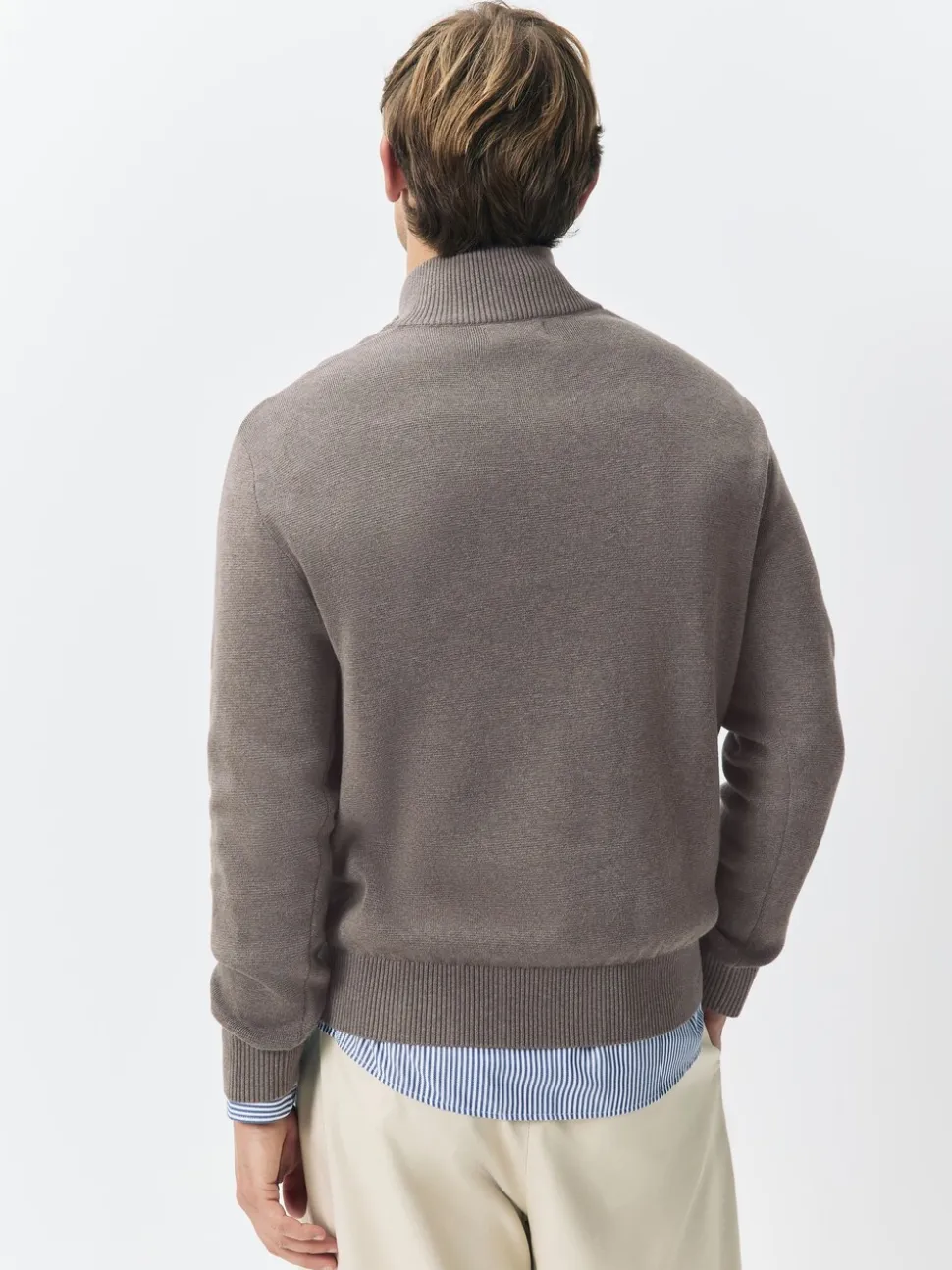 Donker steengrijs/saliegroen - 100% Cotton Regular Fit Premium Quarter Zip Jumpers 2 Pack