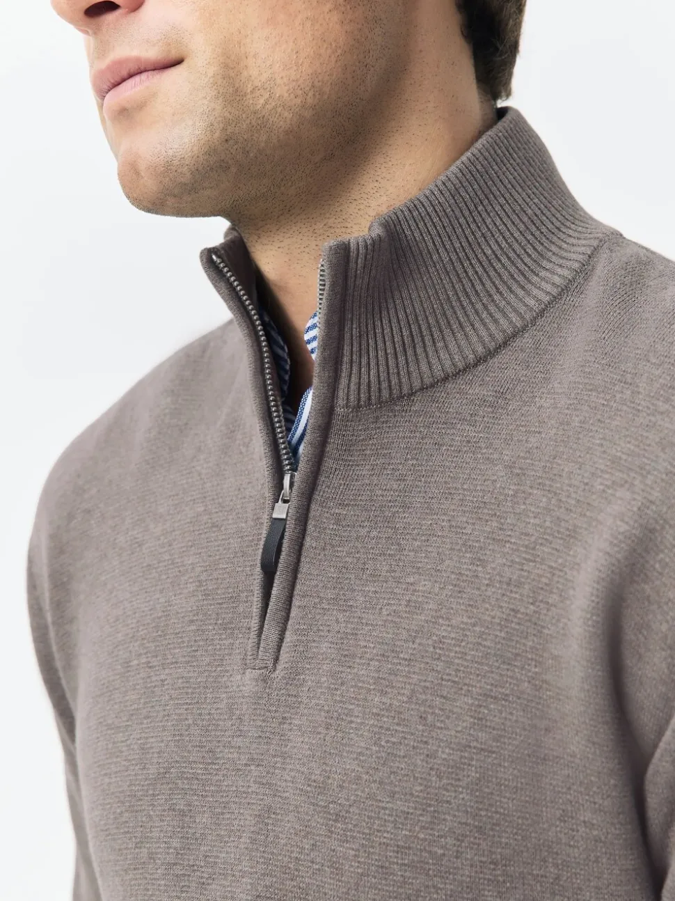 Donker steengrijs/saliegroen - 100% Cotton Regular Fit Premium Quarter Zip Jumpers 2 Pack