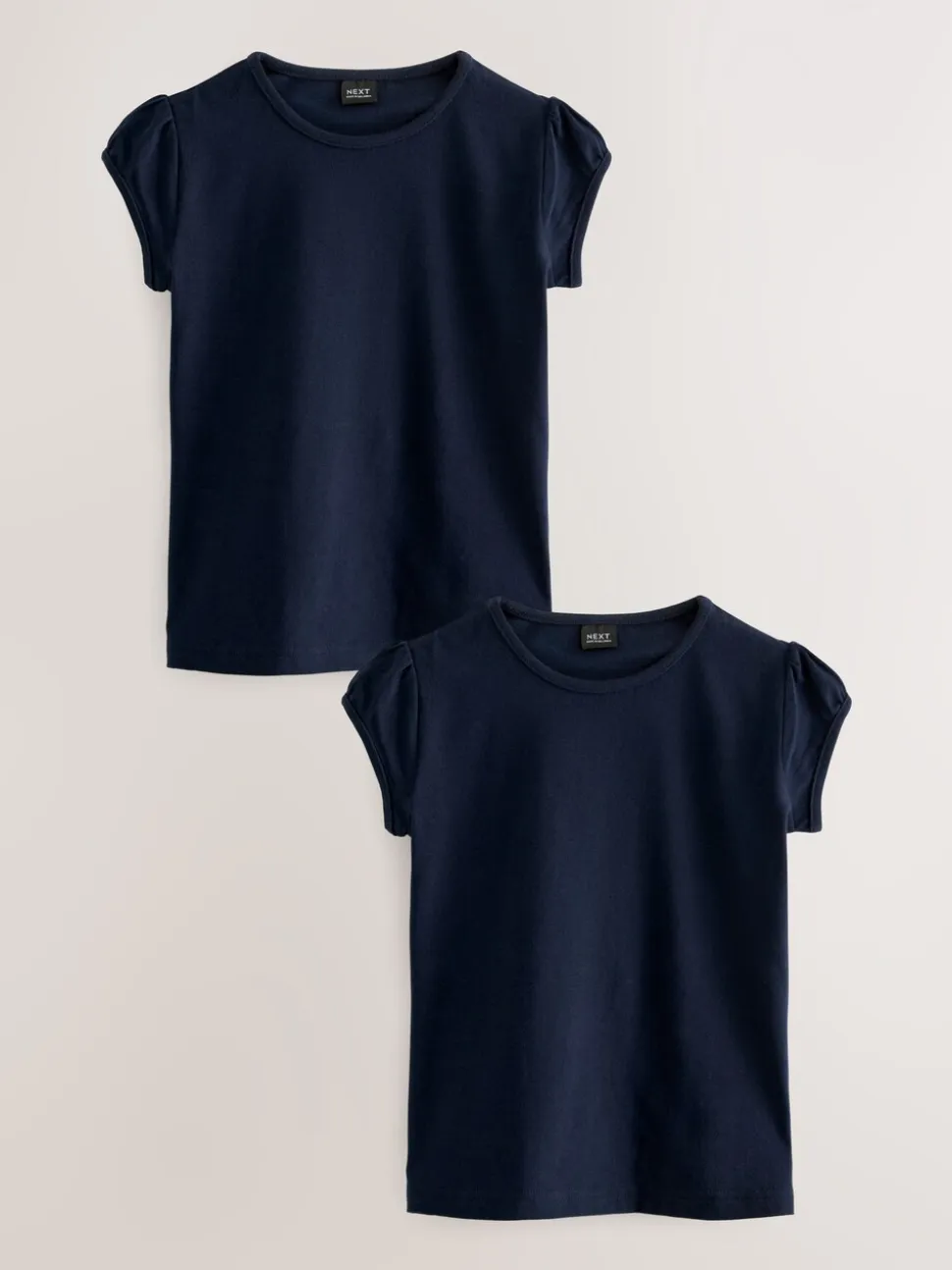 Donkerblauw - 2 -pack T-shirts met pofmouwen (3-16jaar)
