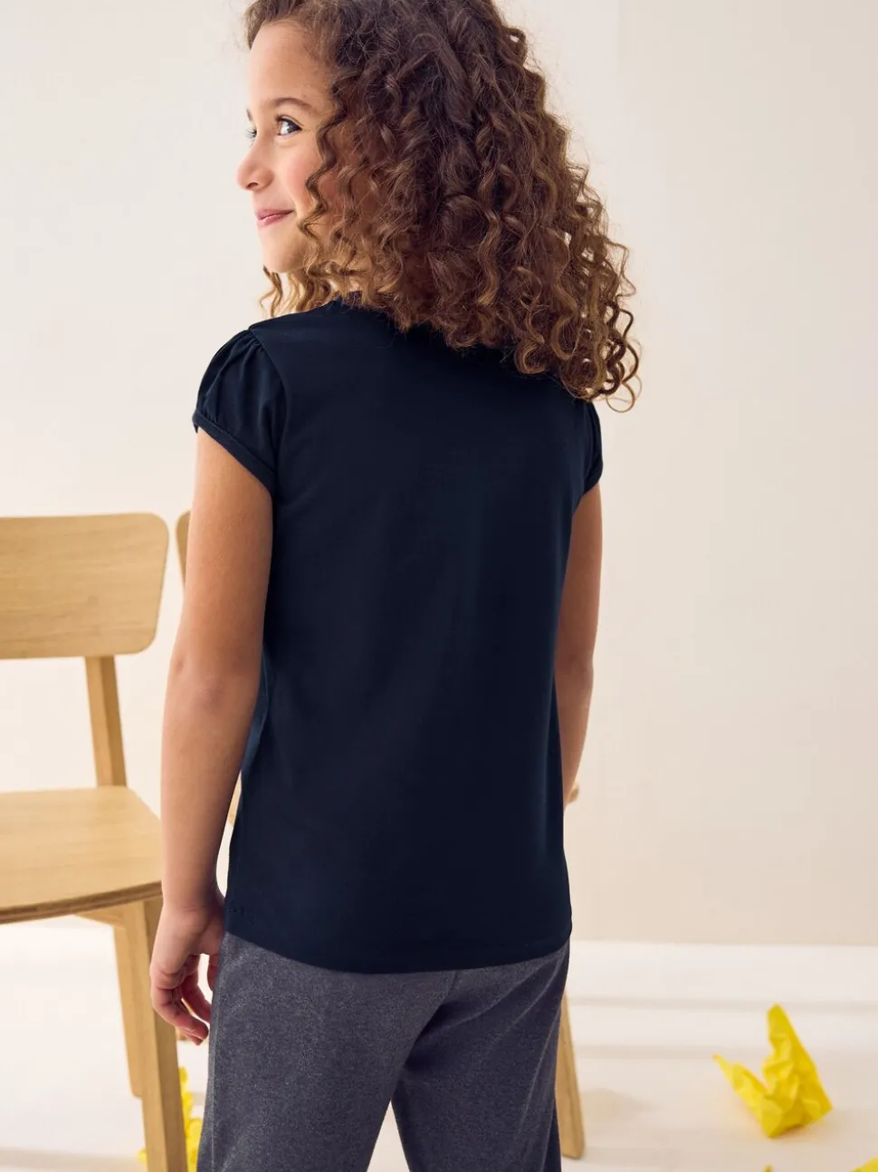 Donkerblauw - 2 -pack T-shirts met pofmouwen (3-16jaar)