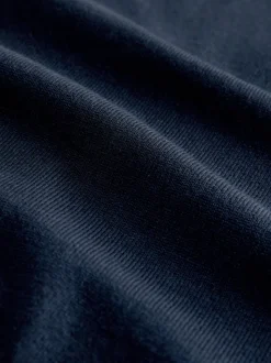 Donkerblauw - Aansluitend - Gebreid poloshirt met hoog katoengehalte en korte mouwen