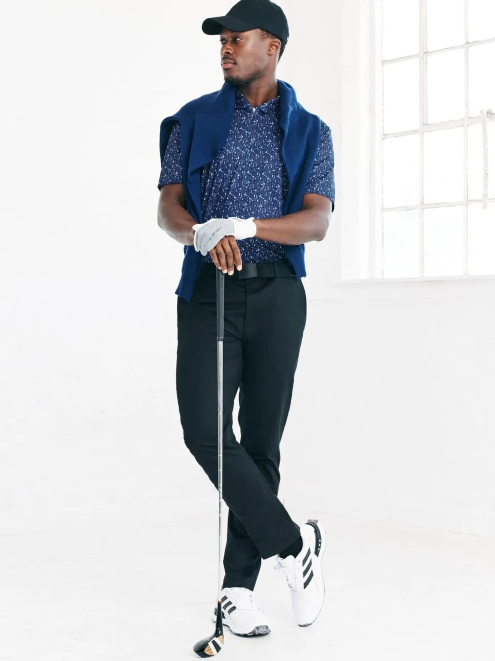 Donkerblauw - Active Geometric Print Golf Polo Shirt