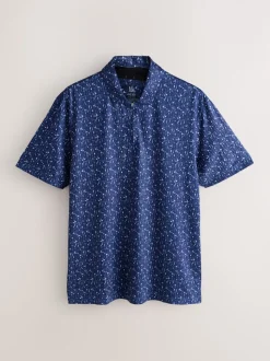 Donkerblauw - Active Geometric Print Golf Polo Shirt