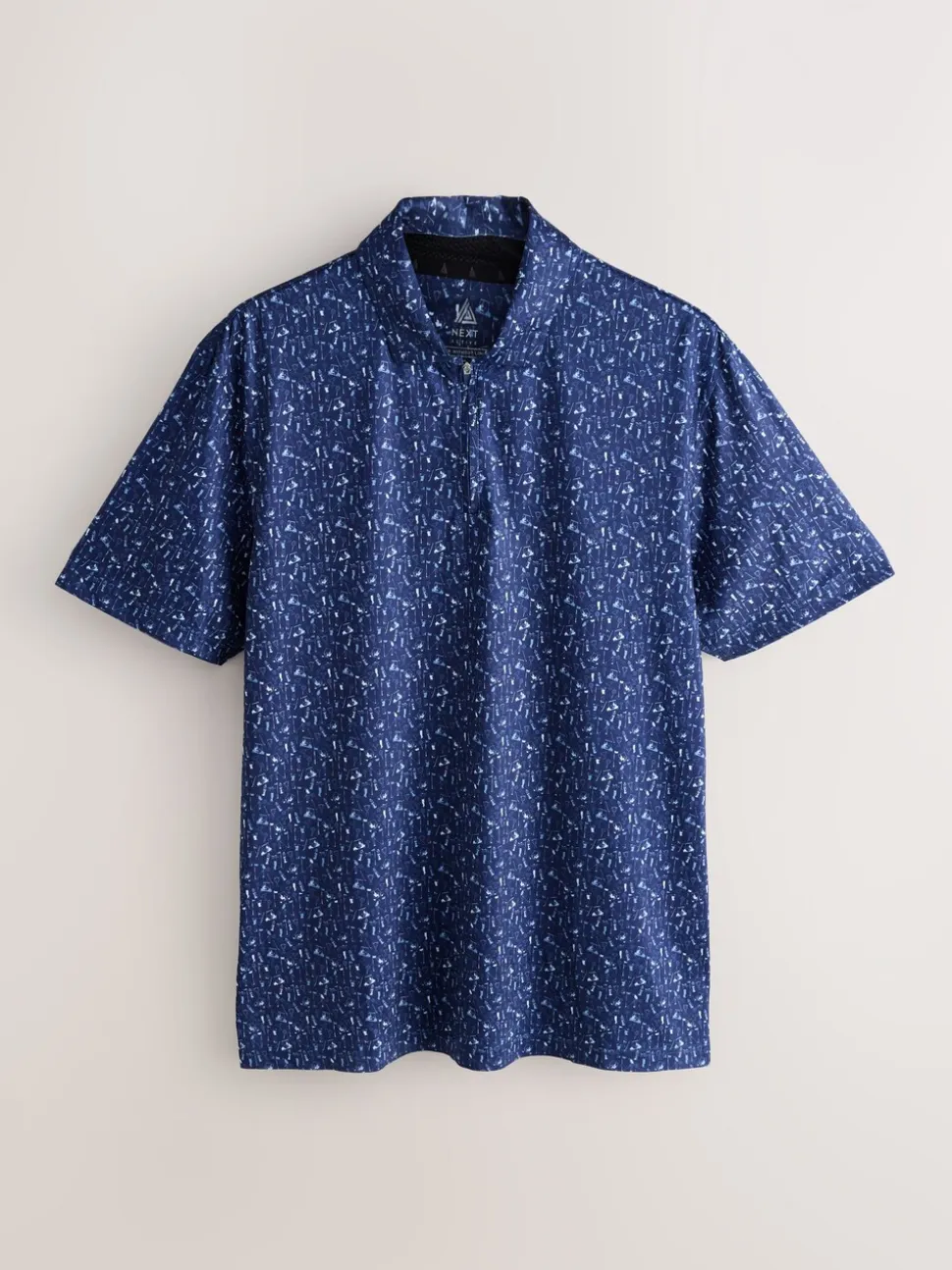 Donkerblauw - Active Geometric Print Golf Polo Shirt