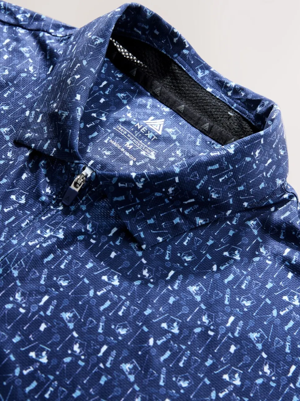 Donkerblauw - Active Geometric Print Golf Polo Shirt
