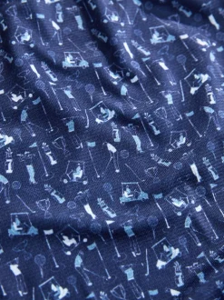 Donkerblauw - Active Geometric Print Golf Polo Shirt