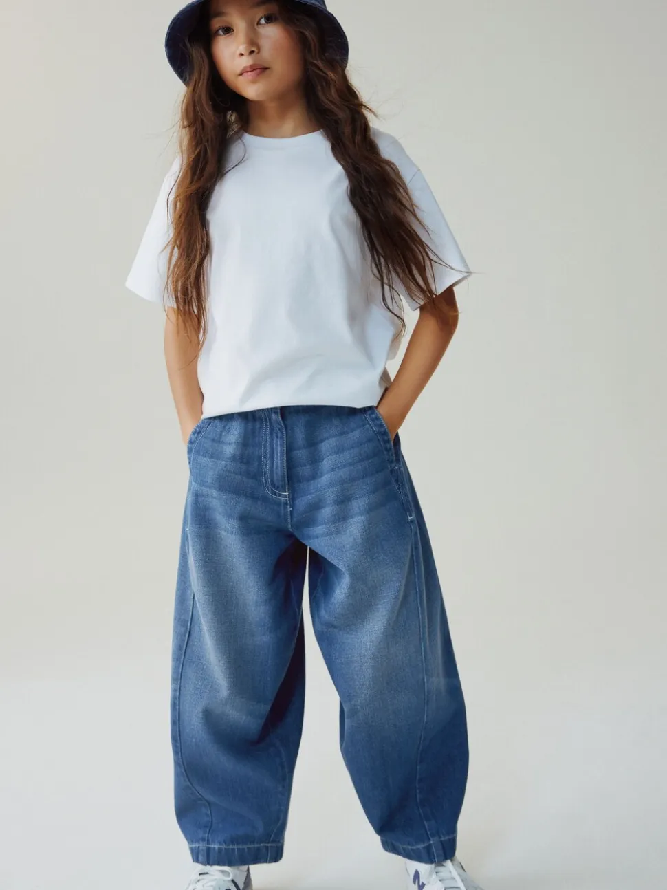 Donkerblauw - Barrel jeans (3-16jaar)