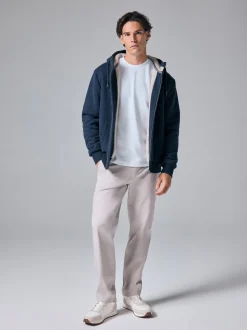 Donkerblauw - Borg hoodie met fleecevoering en volledige ritssluiting