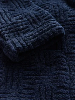 Donkerblauw - Borg kamerjas met patroon gesneden
