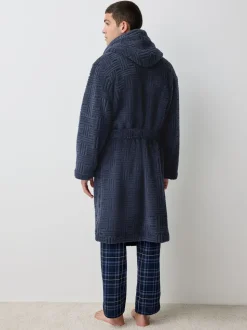 Donkerblauw - Borg kamerjas met patroon gesneden