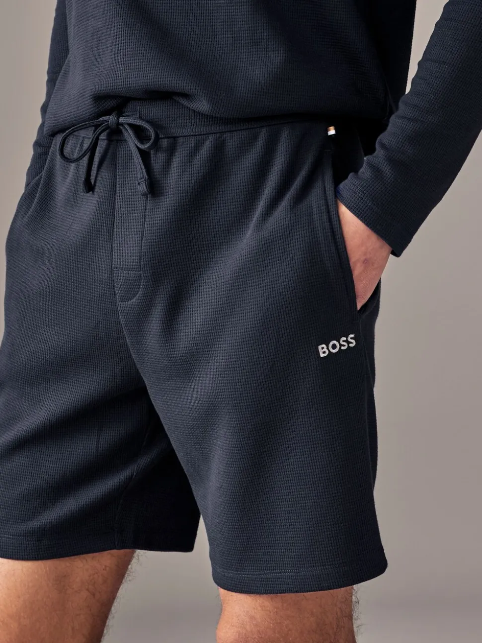 Donkerblauw - BOSS Waffle Shorts
