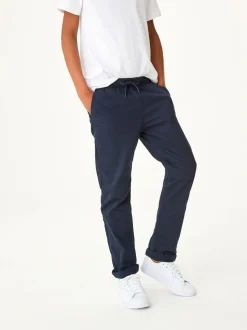 Donkerblauw - Broek met geribde elastische taille (3-16 jr)