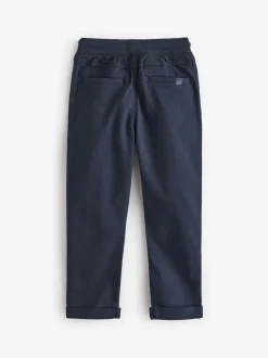 Donkerblauw - Broek met geribde elastische taille (3-16 jr)