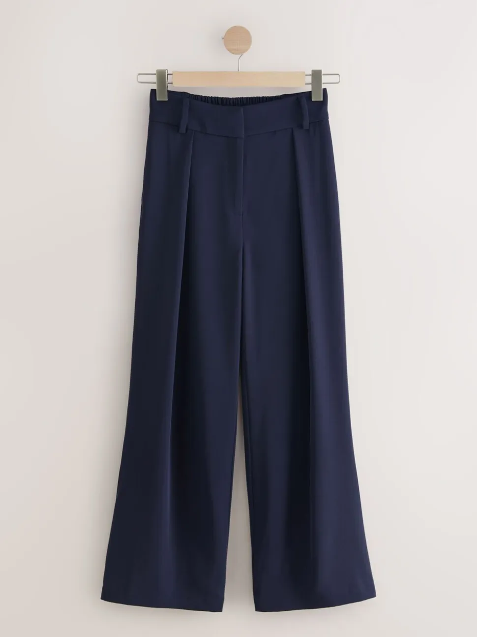 Donkerblauw - Broek met wijde pijpen en elastiek in de achterkant