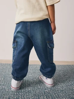 Donkerblauw - Comfortabele wijde cargojeans met stretch (3mnd-7jr)