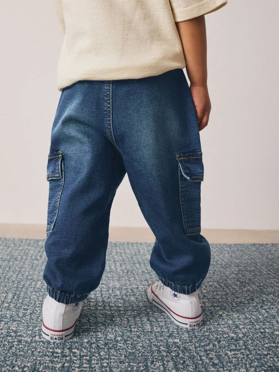 Donkerblauw - Comfortabele wijde cargojeans met stretch (3mnd-7jr)