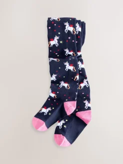 Donkerblauw - Cotton Rich Unicorn Tights