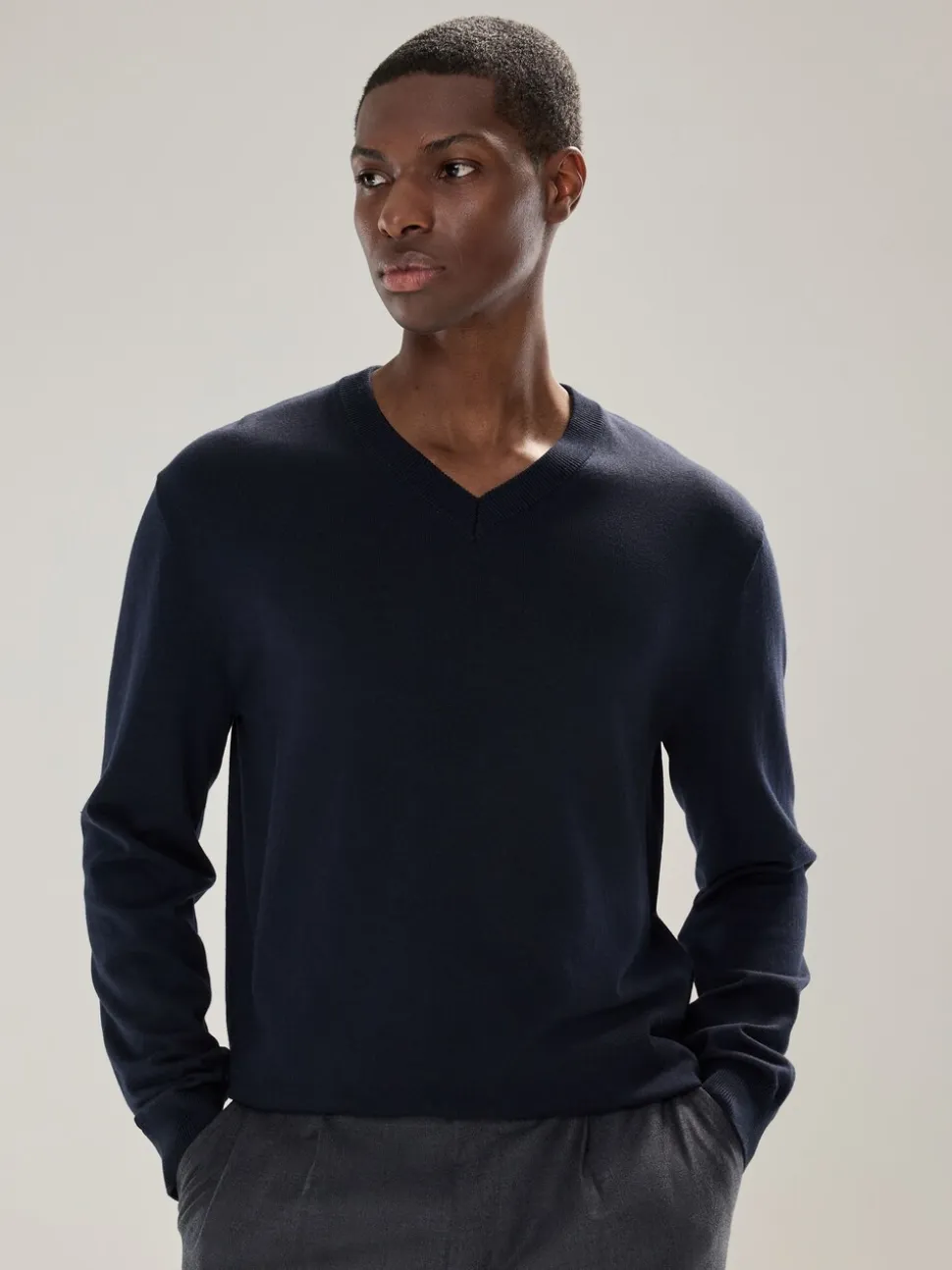 Donkerblauw - Cotton Rich Long Sleeve Jumper