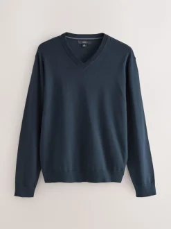 Donkerblauw - Cotton Rich Long Sleeve Jumper