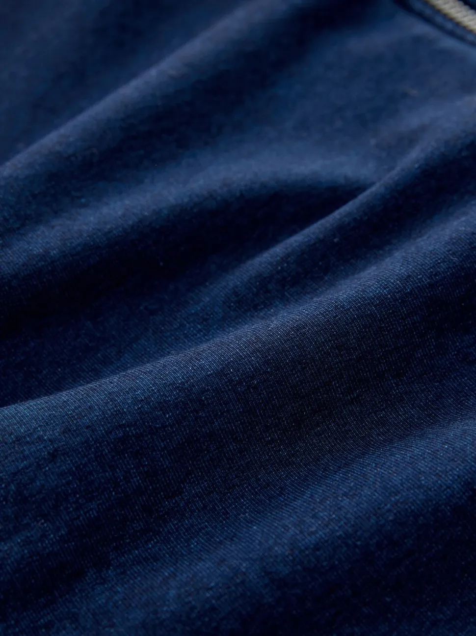 Donkerblauw - Denim Jersey Zip Through Hoodie