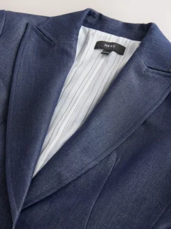 Donkerblauw - Denim Military Fitted Single Breasted Blazer