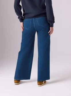 Donkerblauw - Denim zwangerschapsleggings met wijde pijpen