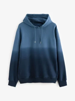 Donkerblauw - Dip Dye Katoenrijke Jersey Hoodie
