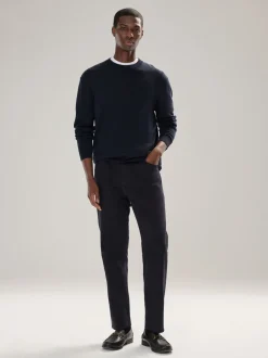 Donkerblauw - Effen - Regular Fit Cotton Rich Crew Neck Jumper