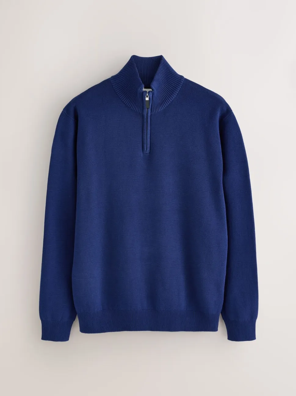 Donkerblauw - Effen - Regular fit 100% katoenen premium trui met korte rits