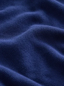 Donkerblauw - Effen - Regular fit 100% katoenen premium trui met korte rits